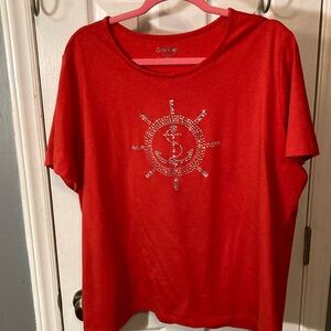 Coral Bay Vibrant Red Top Size 2X